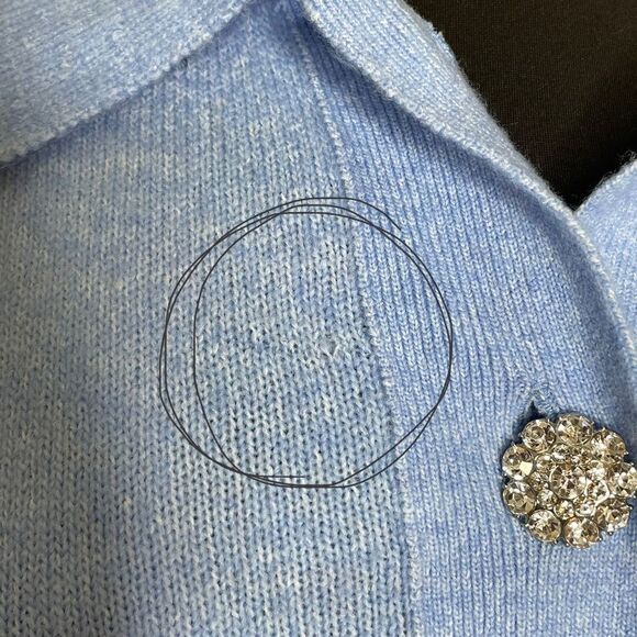 H&M Conscious Wool-Blend Sweater Rhinestone Buttons Blue M - Picture 11 of 11